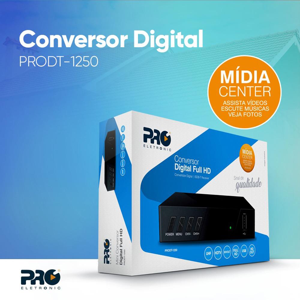 Conversor Digital Full HD Pro Eletronic PRODT1250 Preto