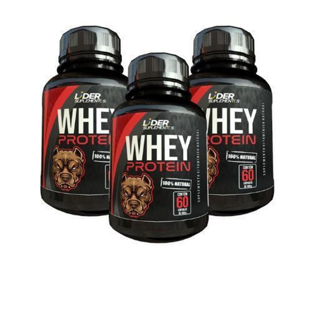 Whey Protein - 60 Cápsulas De 500Mg Kit Com 3 Potes