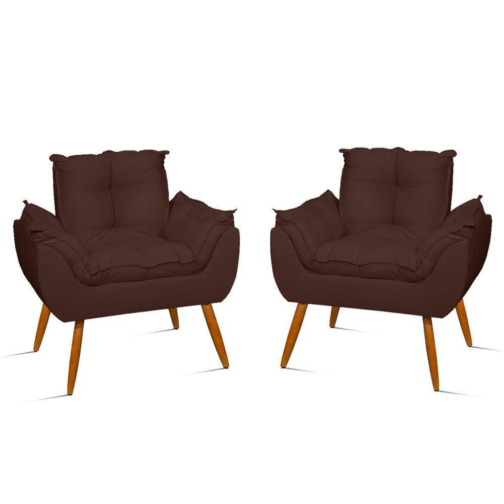 Kit 2 Cadeiras Poltronas Reforçadas Confortáveis Sala Jl Cor:marrom
