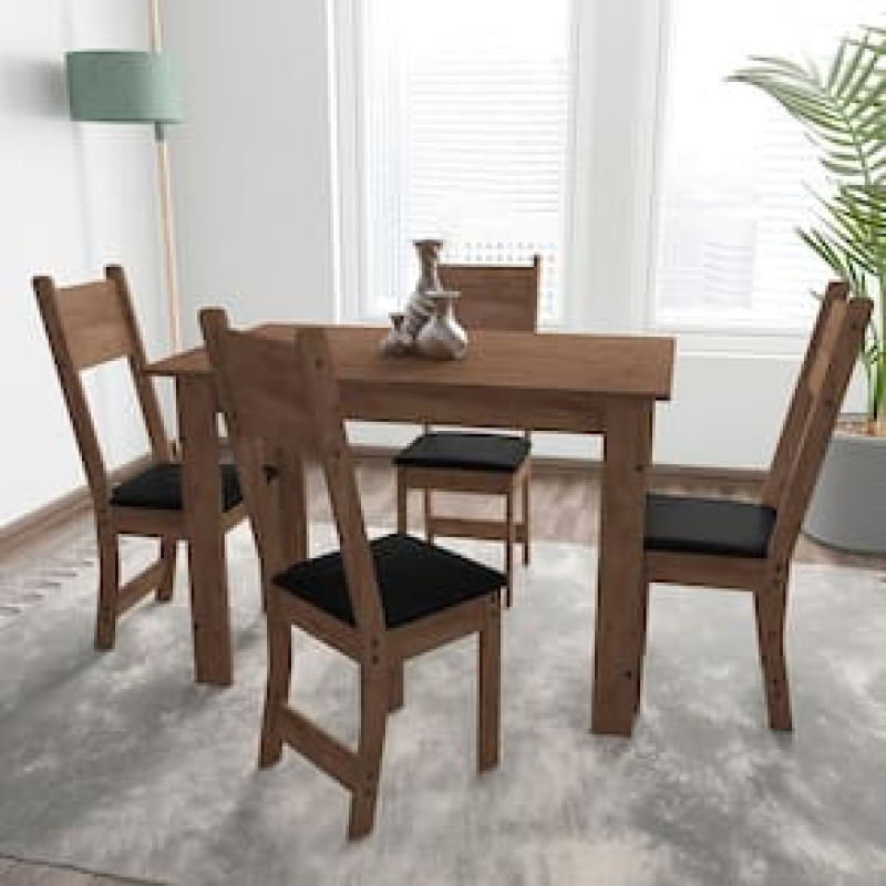 Mesa de Jantar com 4 Cadeiras Indekes Salvia Marrom
