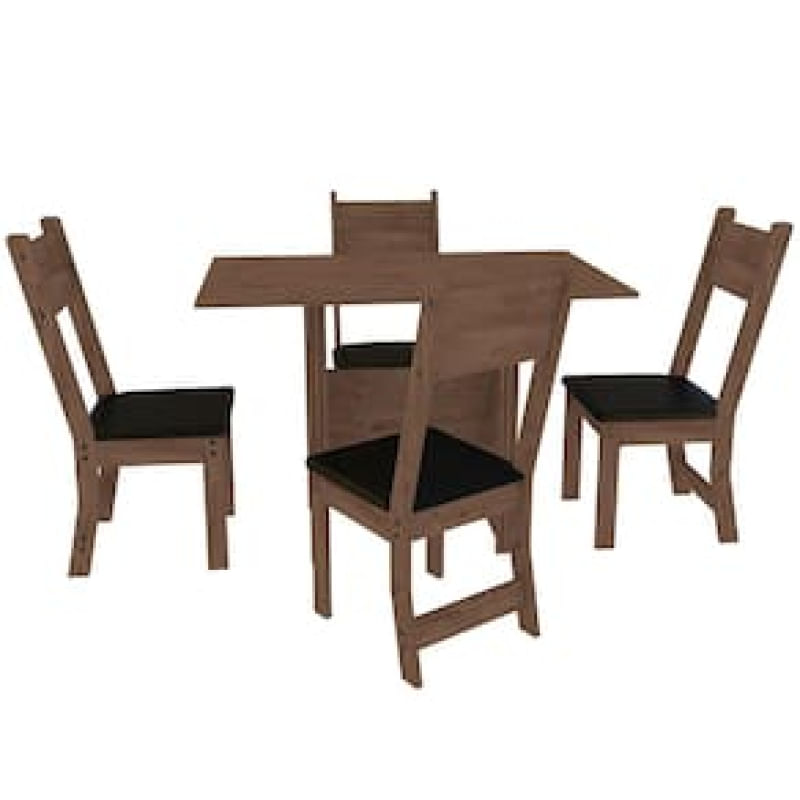 Mesa de Jantar com 4 Cadeiras Indekes Pequi Marrom