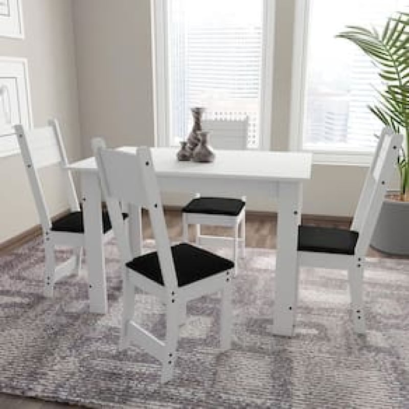 Mesa de Jantar com 4 Cadeiras Indekes Salvia Branco