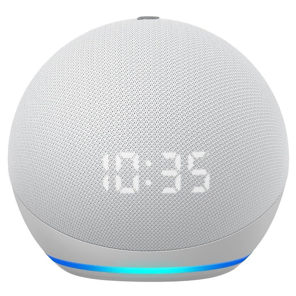 Caixa De Som Amazon Echo Dot 5 Geração - Alexa - Relógio - Bluetooth - Branco