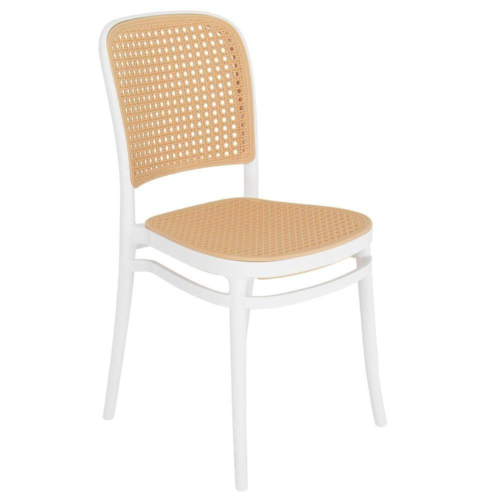 Cadeira Jantar Cozinha Cafeteria Amis Lola Lauren Tela Palha Plástico Branco