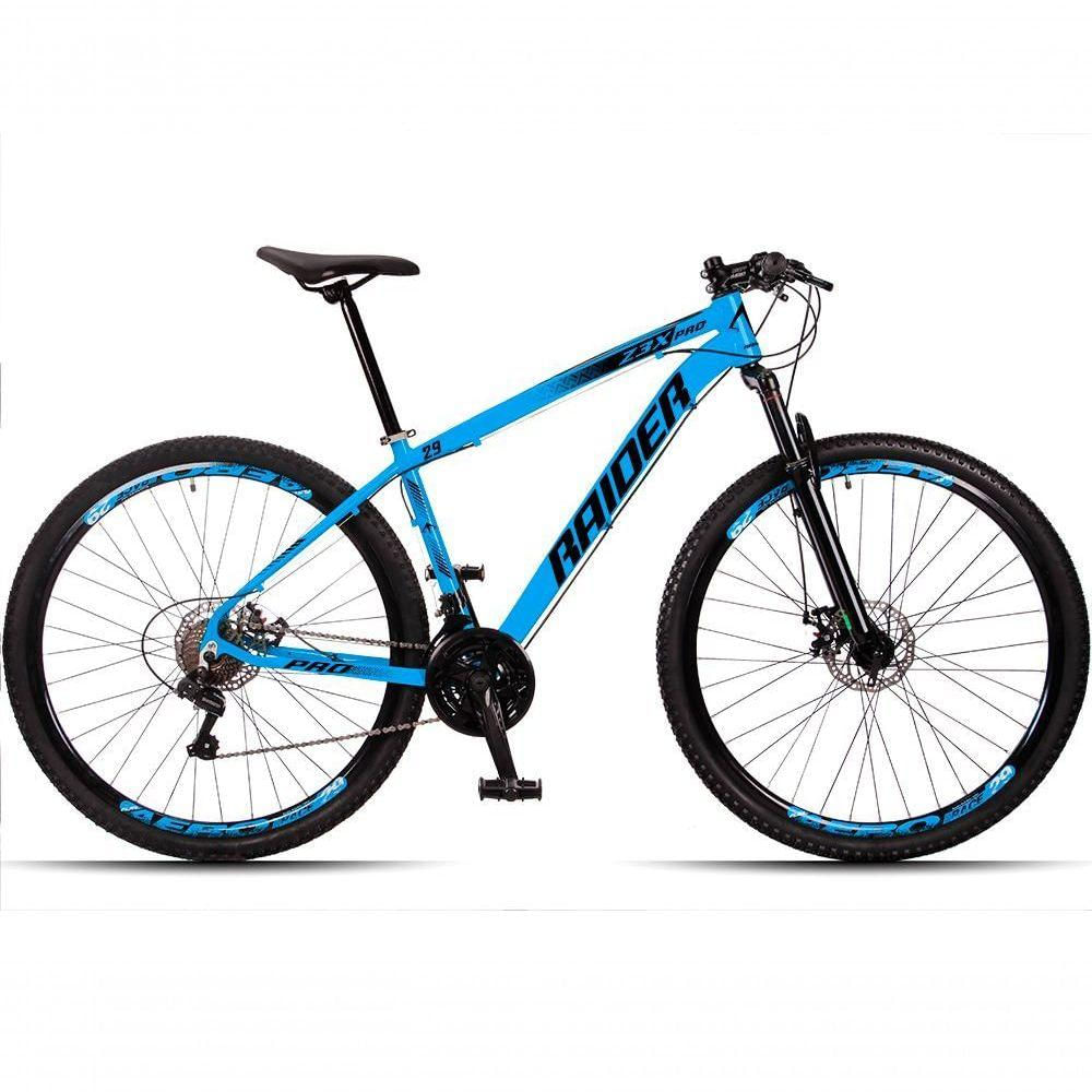 Bicicleta Aro 29 Raider Z3x 24 Vel Câmbio Traseiro Freio A Disco Bike Mtb Alumínio Azul+preto