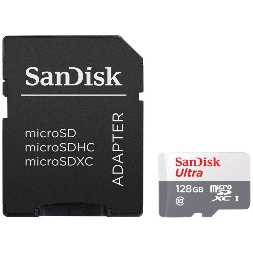 Cartão De Memória 128gb Com Adaptador, Sandisk Micro Sd - Sdsqunr-128g-gn3ma