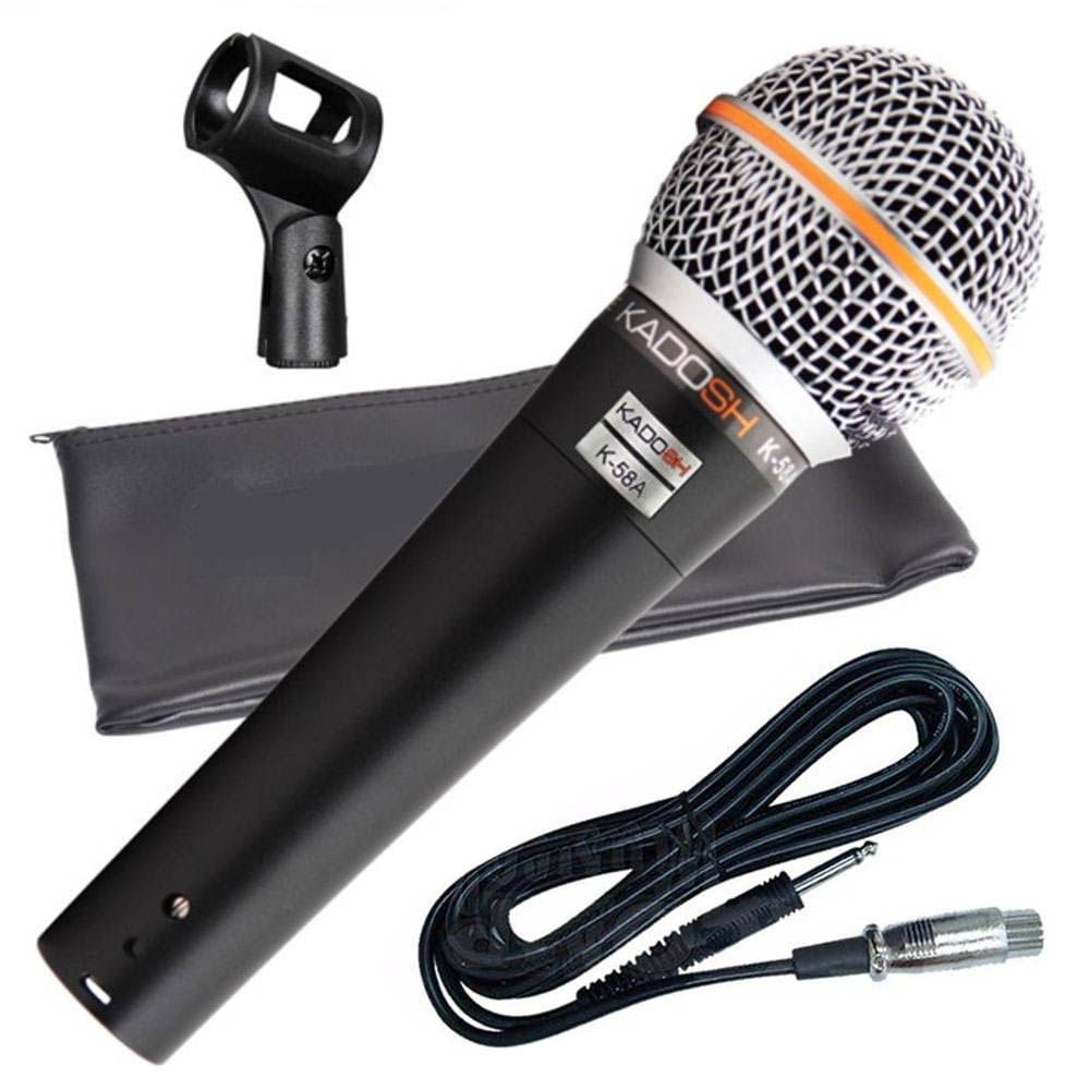Microfone Kadosh Dinâmico Unidirecional K-58A C/ Cabo, Bolsa e Cachimbo - AC1819