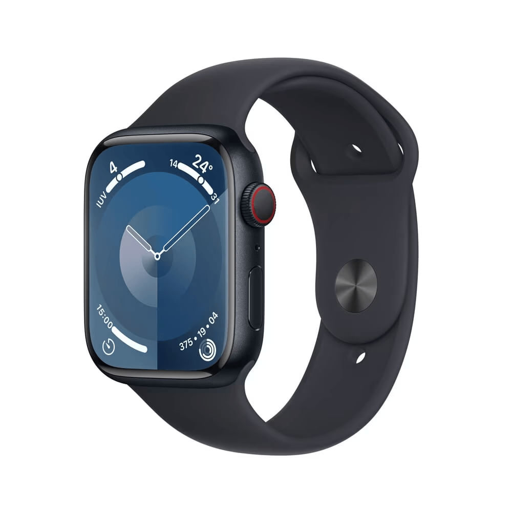 Apple Watch Series 9 GPS + Cellular Caixa Meia Noite de Alumínio 45mm Pulseira Esportiva Meia Noite M/G (Neutro em Carbono)