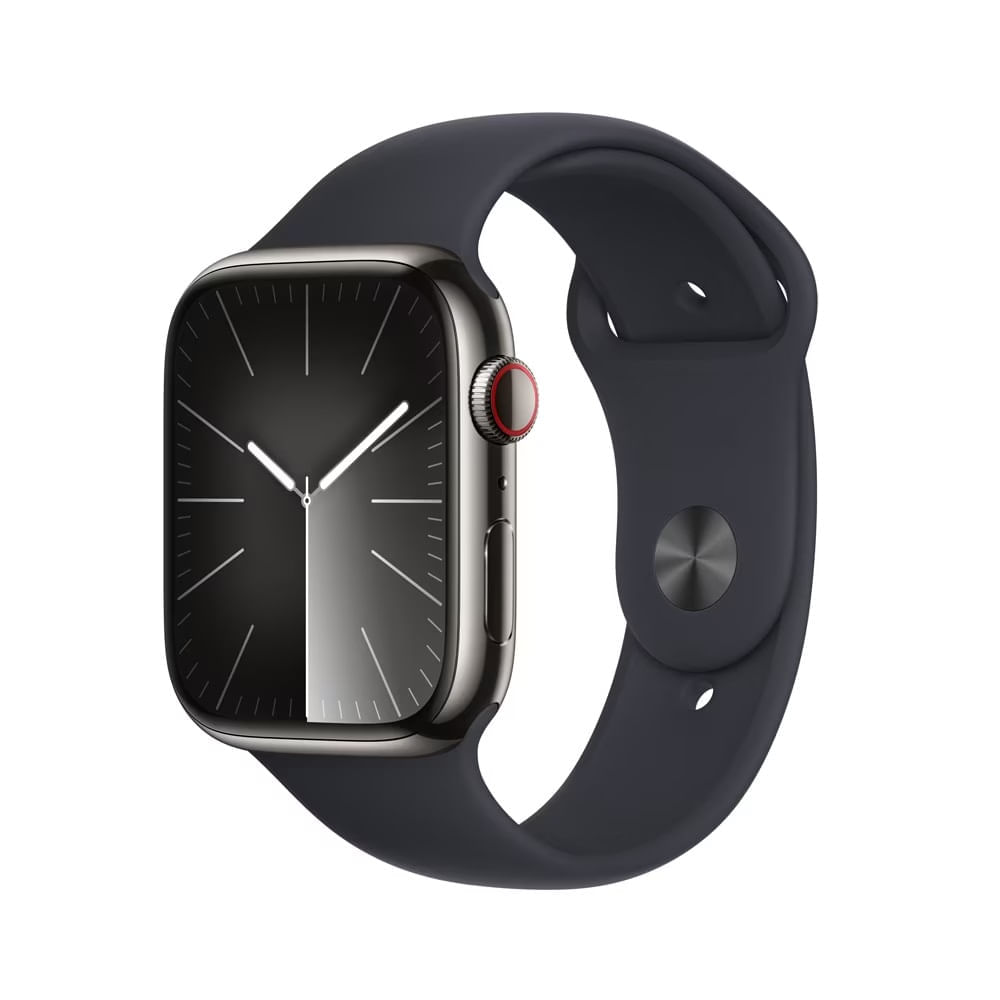 Apple Watch Series 9 GPS + Cellular Caixa Grafite de Aço Inoxidável 45mm Pulseira Esportiva Meia Noite
