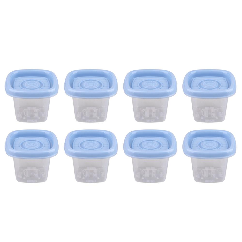 Conjunto 8 Potes Quadrado 70ml Pop Plasútil Azul