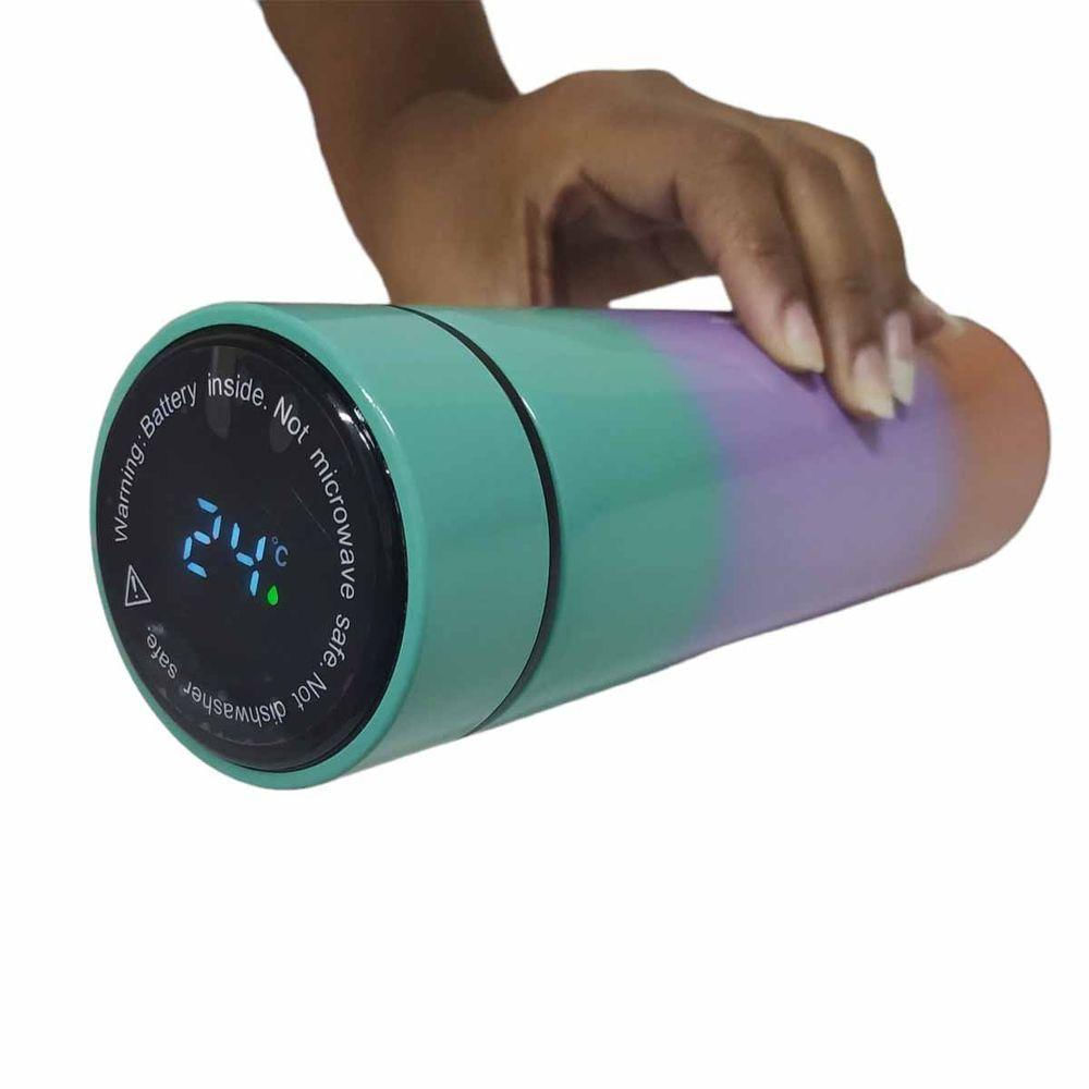 Garrafa Motivacional Squeeze Inox Termica Sensor Visor Led Temperatura Kit 2 Uni Medidor Trabalho