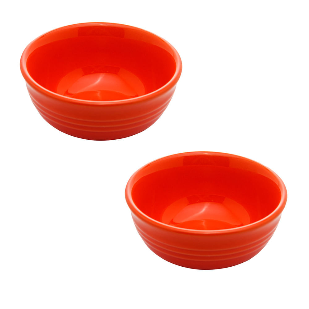 Conjunto com 2 bowls de cerâmica retrô Sortido 10x4,5cm