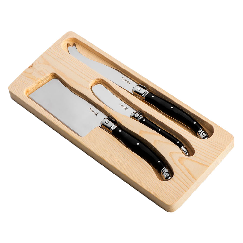 Conjunto de 3 facas para queijo ORIGINAL LAGUIOLE LA TOUR Luxo - preto