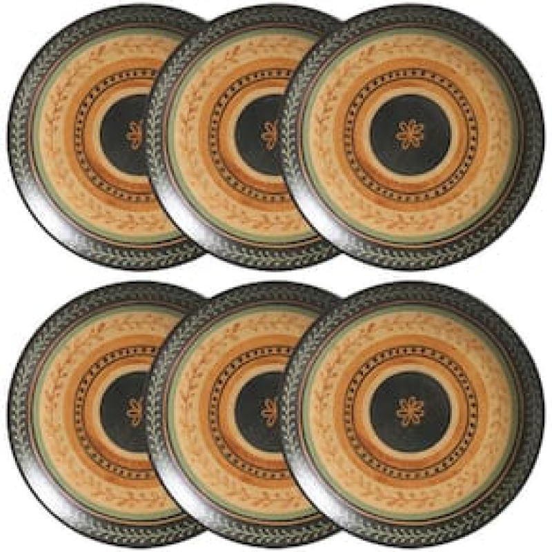 Conjunto com 6 Pratos de Sobremesa Porto Brasil Coup Oliva em Cerâmica Feldspática 20,5cm - Off-White