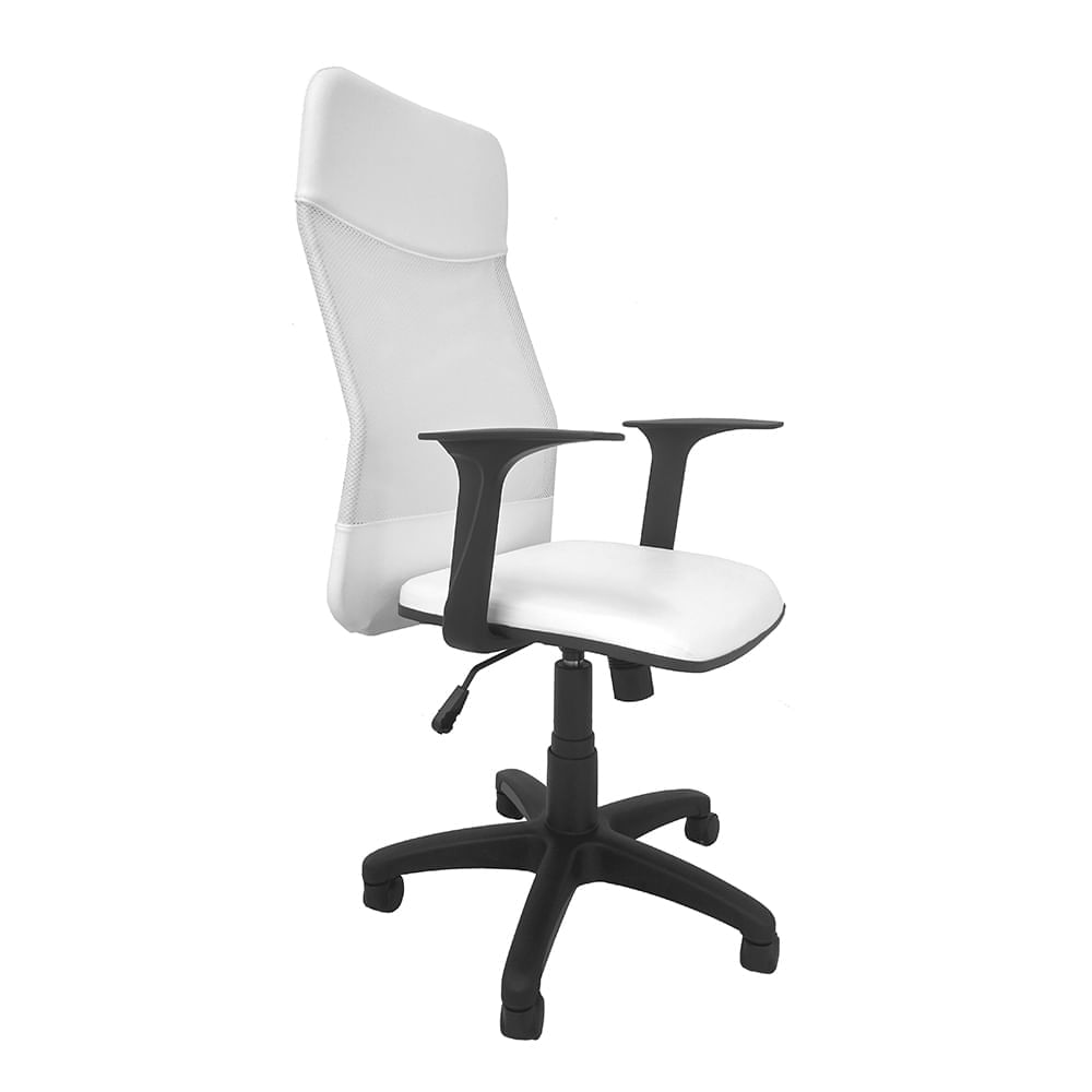 Cadeira de Escritório presidente com encosto em tela e assento em material sintético - MS System Branco