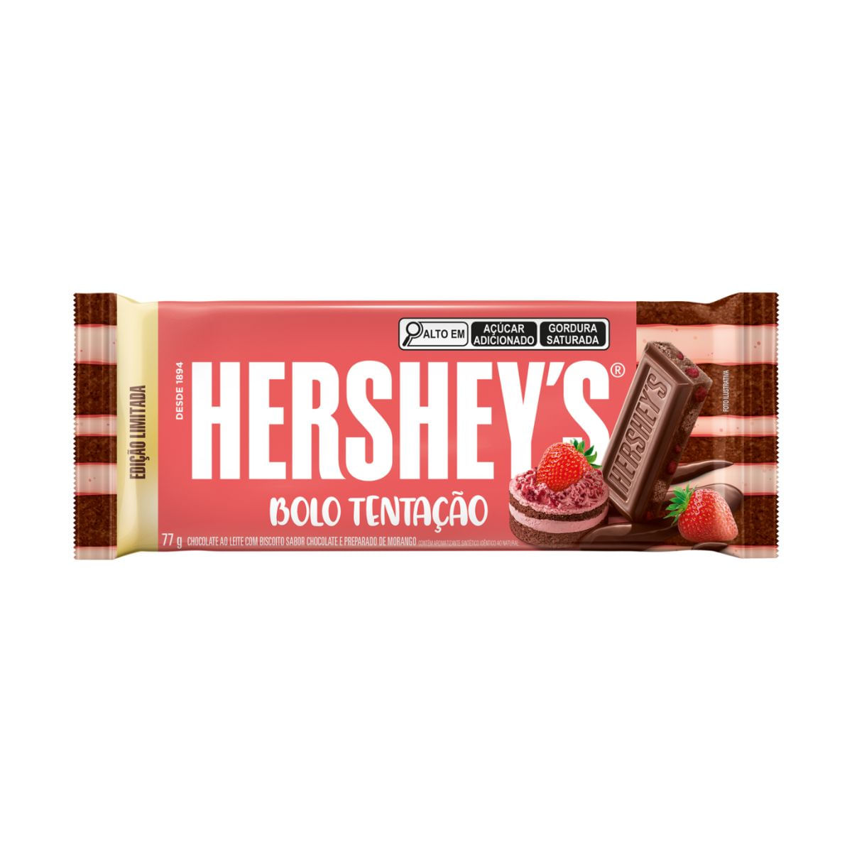 Hersheys Barra de Chocolate Bolo Tentação 77 gramas