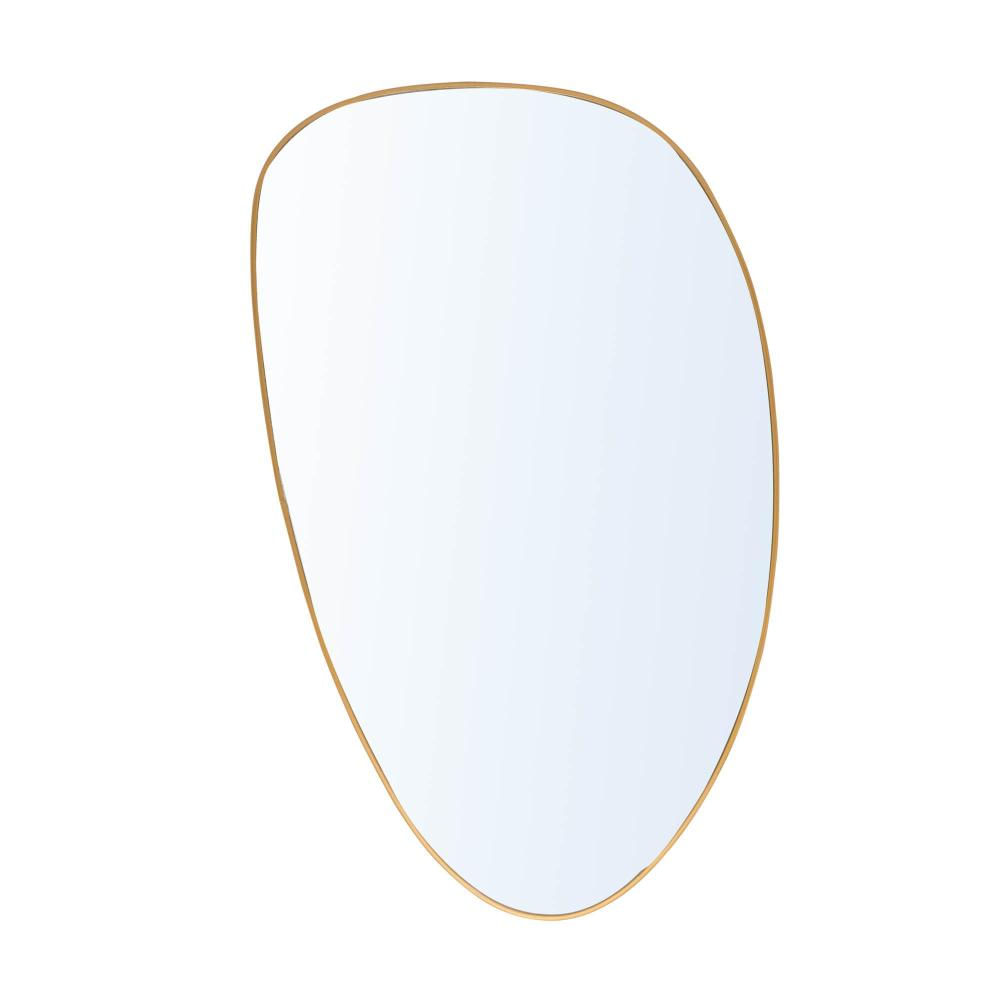 Espelho Orgânico Com Borda De Metal Dourado 21X 35Cm
