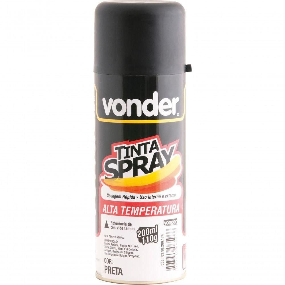 Tinta Spray Alta Temperatura Preto 200ml/110g - Vonder