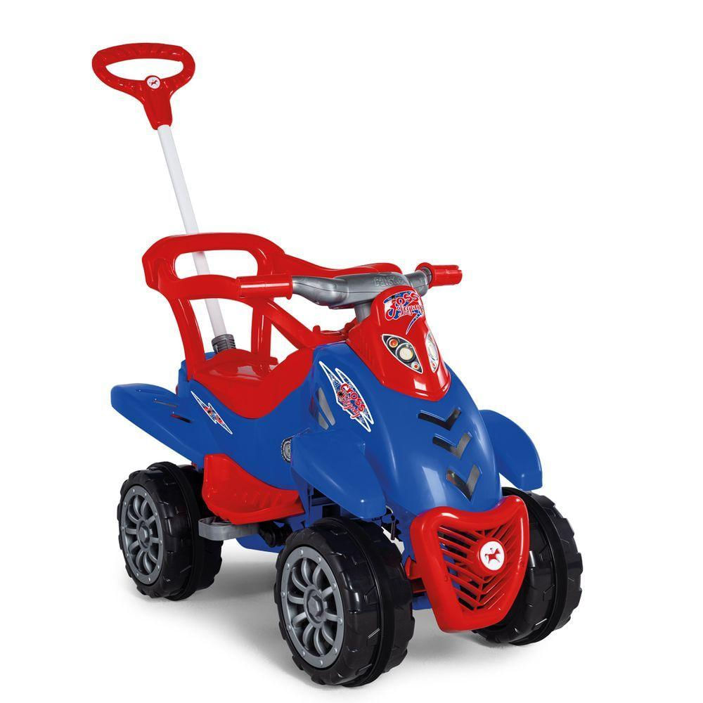 Carrinho De Passeio Infantil Cross Legacy Com Pedal E Empurrador Azul E Vermelho - Calesita