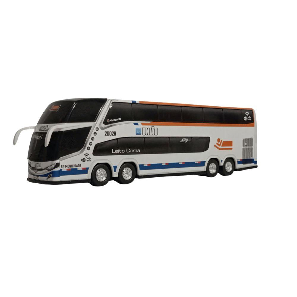Brinquedo ônibus Miniatura União 2 Andares 30cm