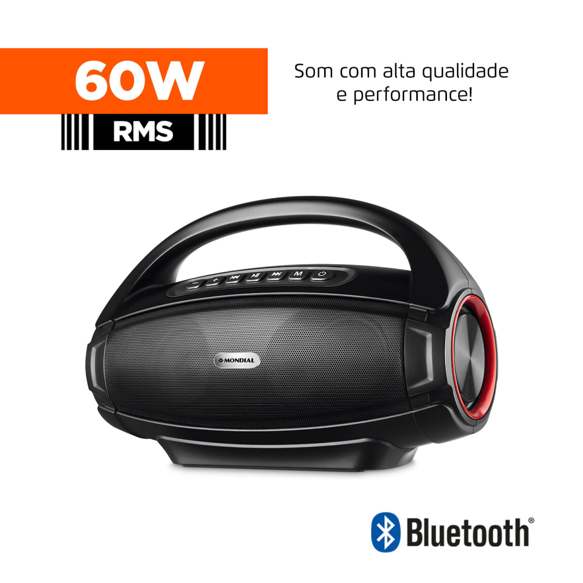Speaker Bluetooth Mondial SK-07 SPEAKER BLUETOOTH-BIV-PRETO/VERMELHO
