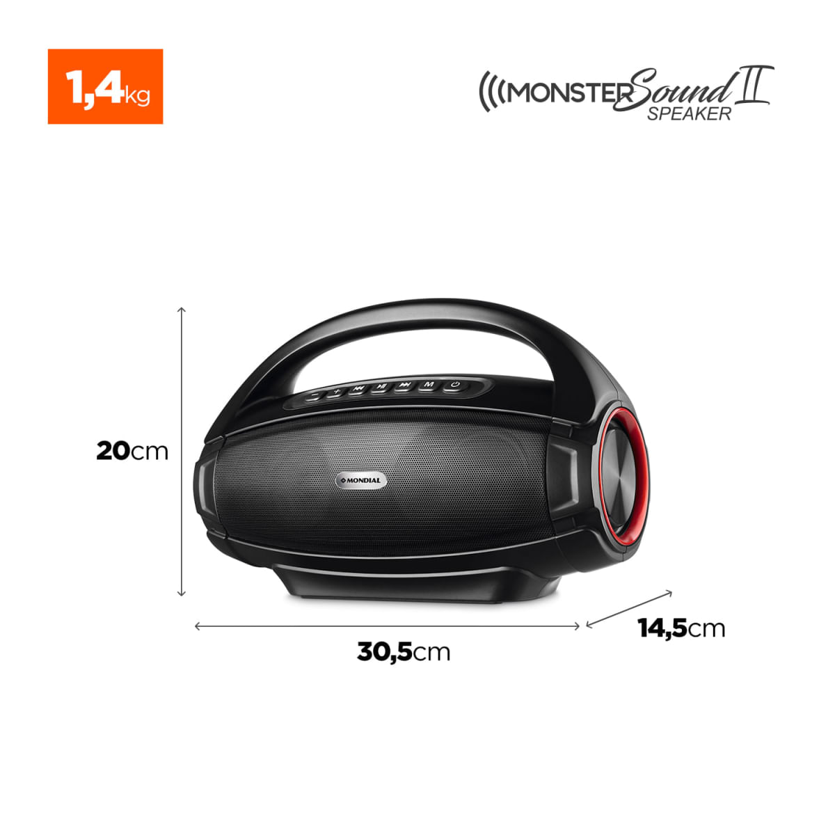 Speaker Bluetooth Mondial SK-07 SPEAKER BLUETOOTH-BIV-PRETO/VERMELHO