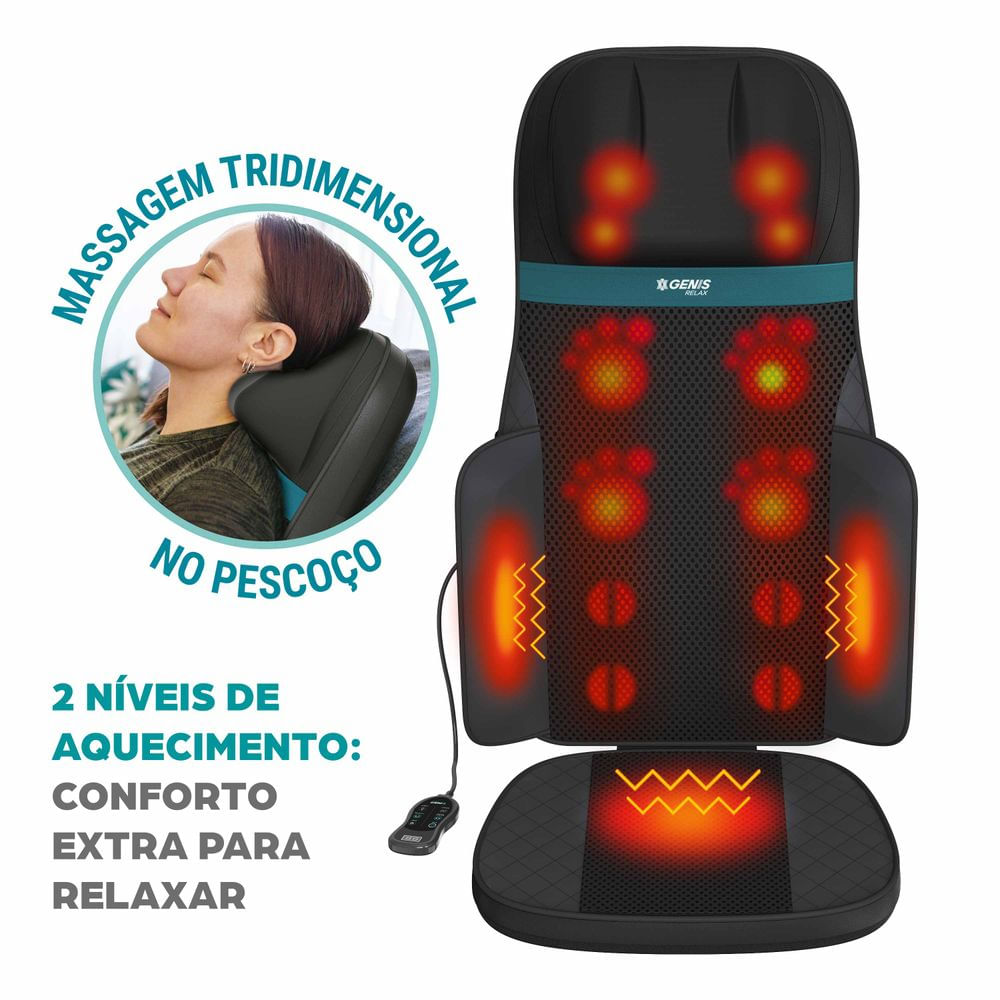 Assento Massageador Shiatsu Comfort e Massageador para pés com aquecimento Genis Relax ND / BIVOLT