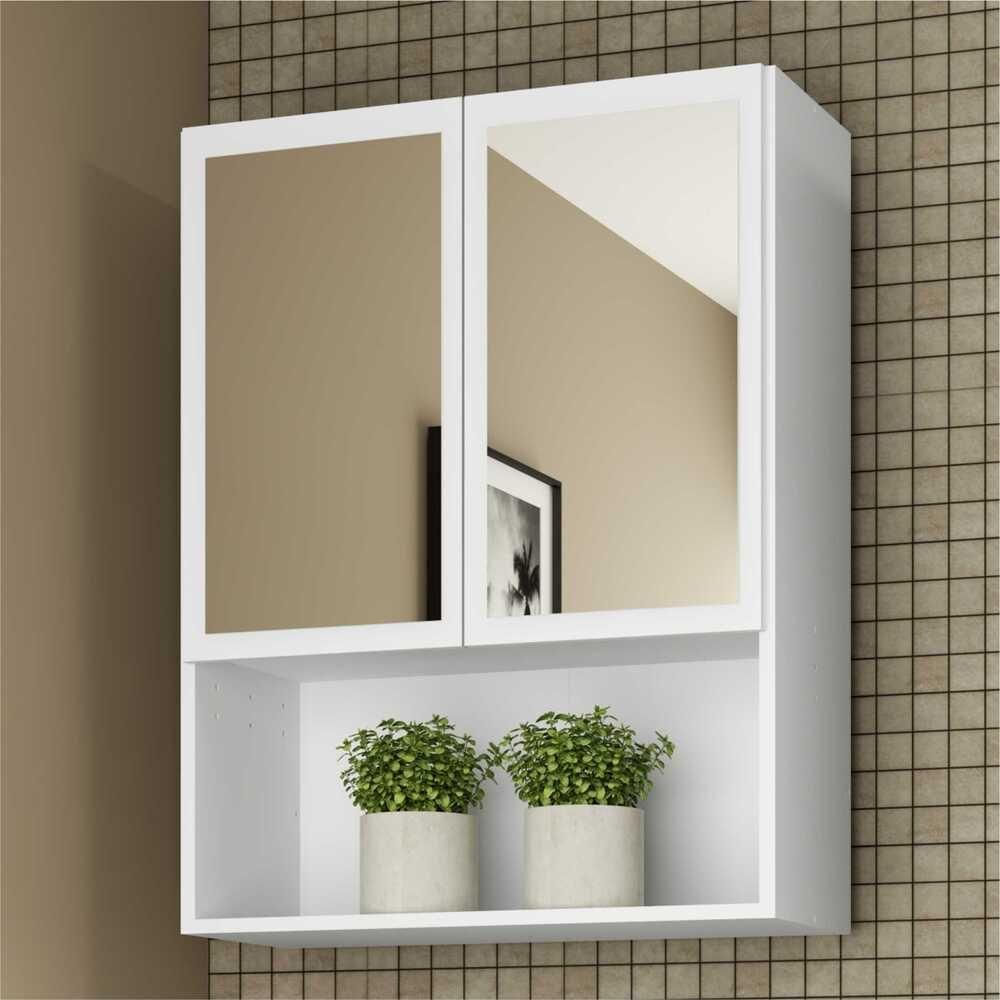 Armário de Banheiro com Espelho 2 Portas Multimóveis Branco