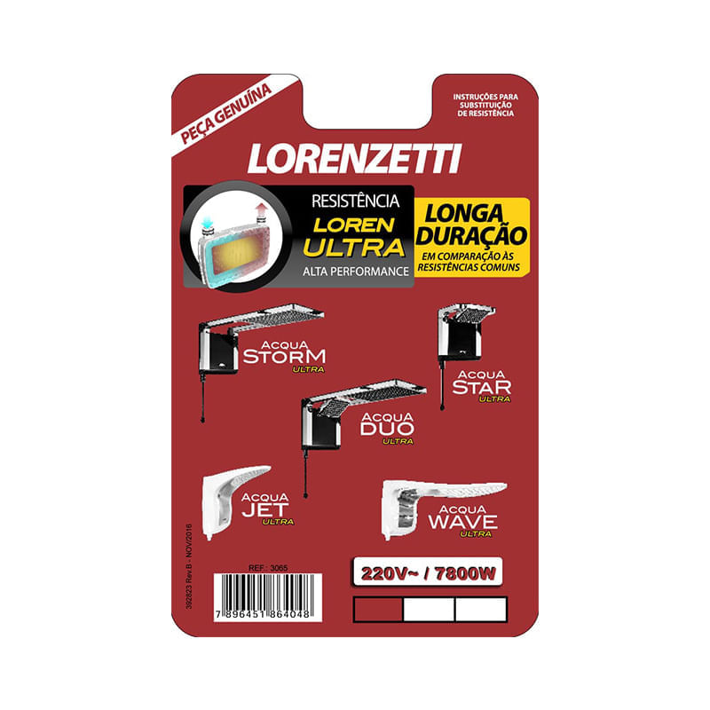 Resistência Lorenzetti 3065 B 7800W 220V Loren Ultra 220V