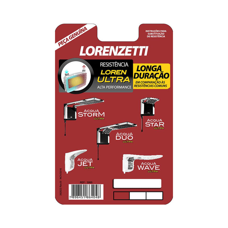Resistência Lorenzetti 3065 5500W 127V Loren Ultra 127V