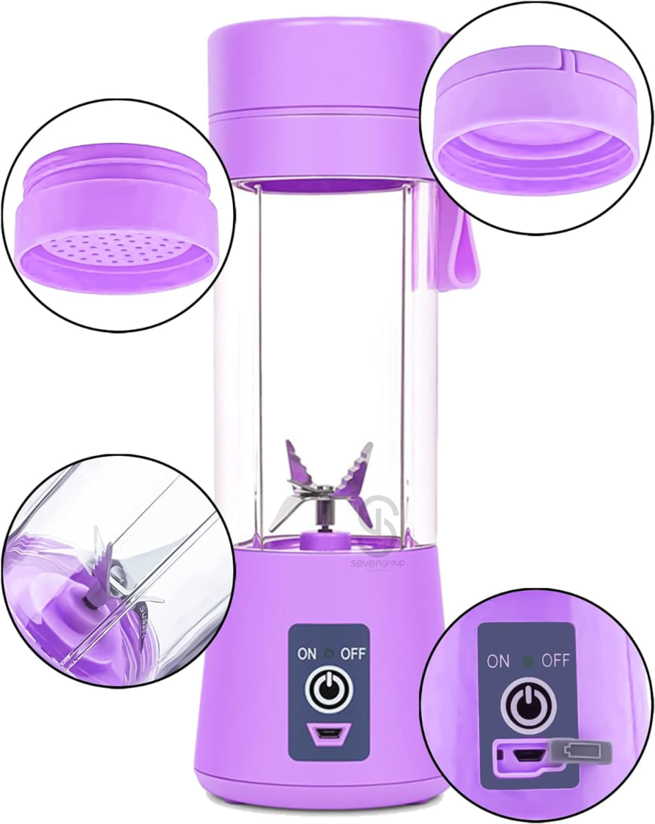 Mini Liquidificador Portátil Take Juice Cup 6 Lâminas Recarregável - Garrafa Portatil USB Rosa