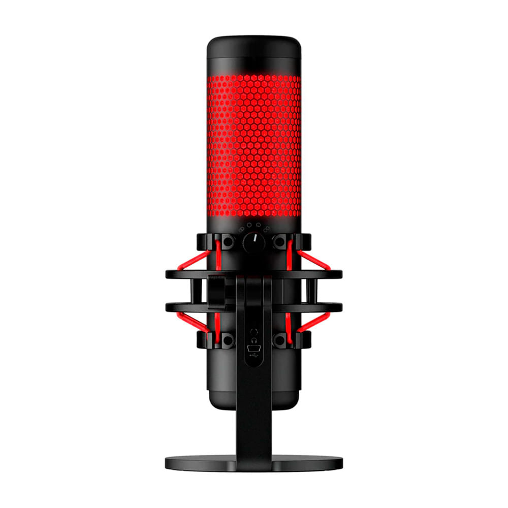 Microfone HyperX QuadCast Antivibração Condensador USB LED Vermelho - 4P5P6AA Preto / Bivolt