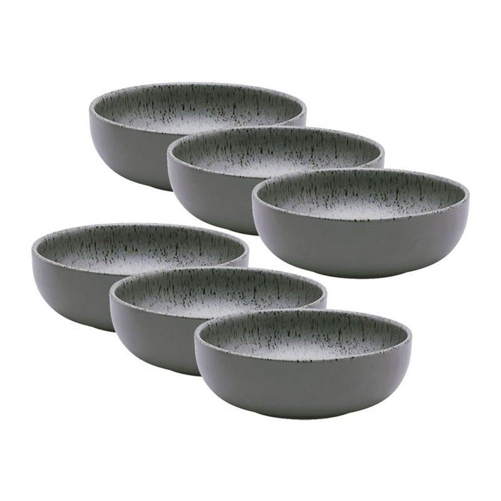 Conjunto 06 Tigelas Bowl Flat Gray 600 Ml De Cerâmica Cinza Oxford
