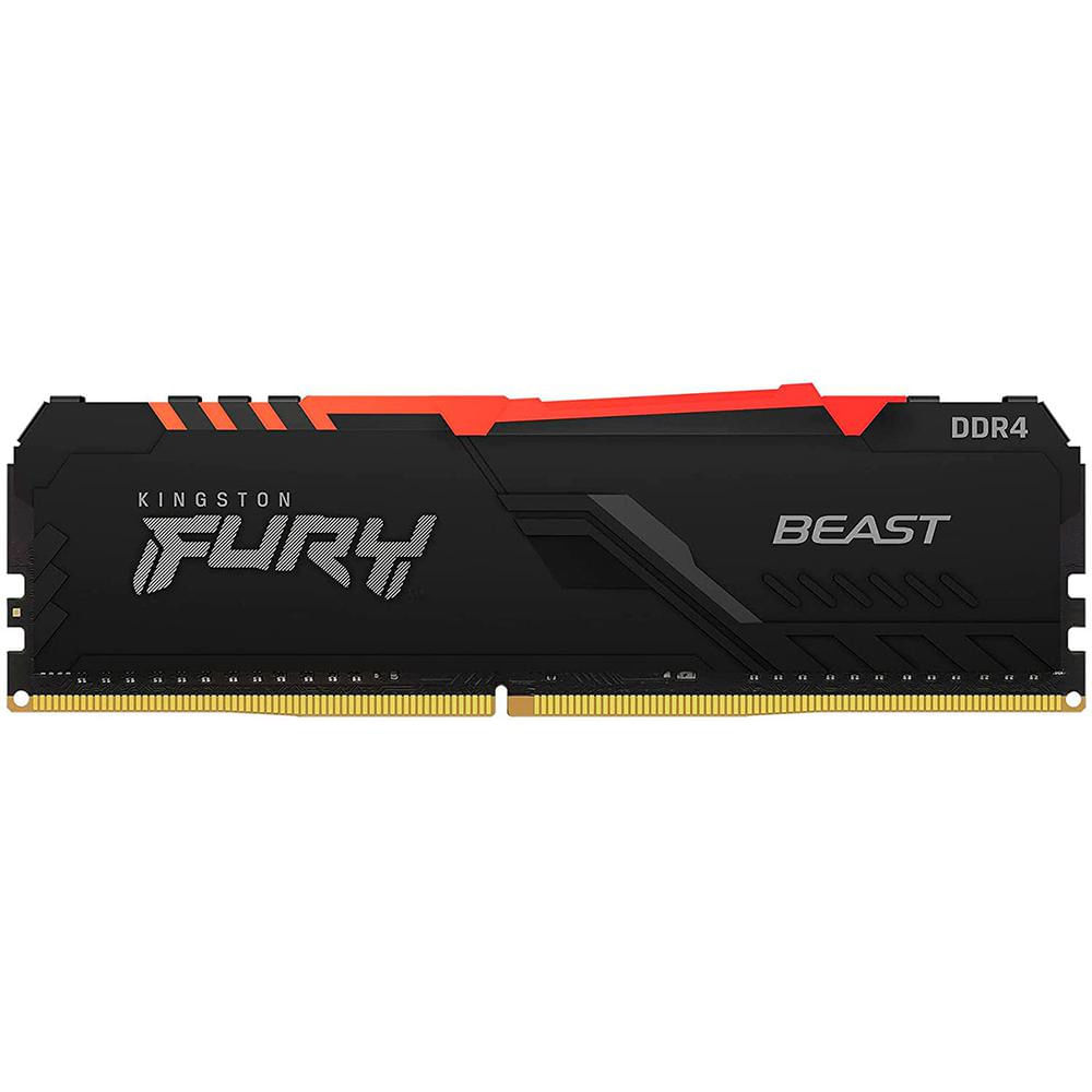 Memória Kingston Fury Beast 8GB 3200MHz DDR4 RGB CL16 - KF432C16BBA/8 Preto