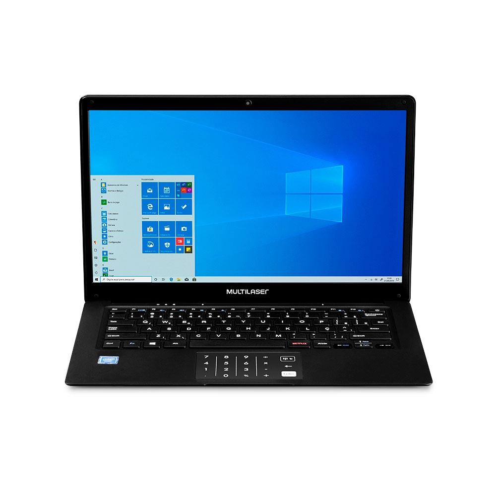 Notebook 14" Multilaser Legacy PC312 Windows 10 Home Intel Quad 64GB 4GB Preto