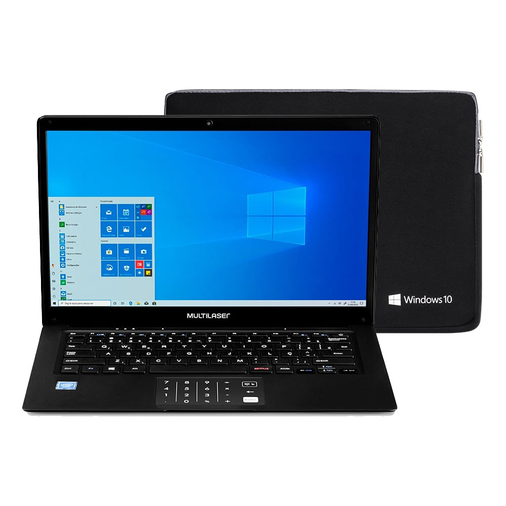 Kit Notebook 14" Multilaser Legacy Book PC312 Windows 10 Home Intel Quad 64GB 4GB Preto com Case Protetor