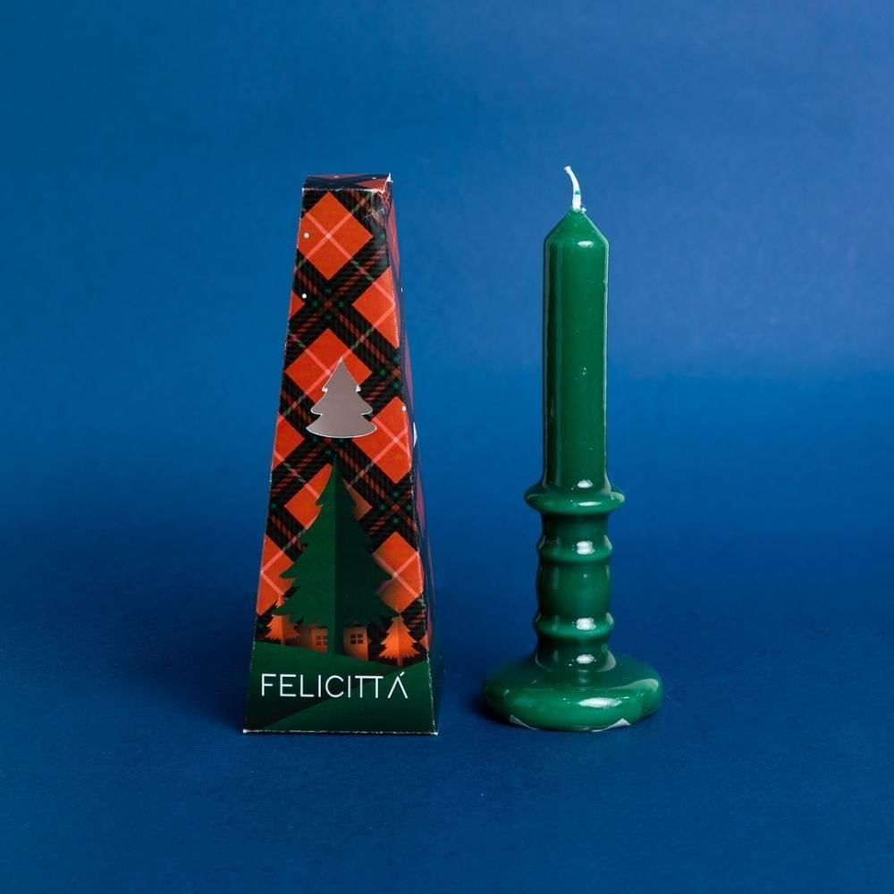 Unique Candles Velas Com Castiçal Colorida Média Natal Verde Escuro