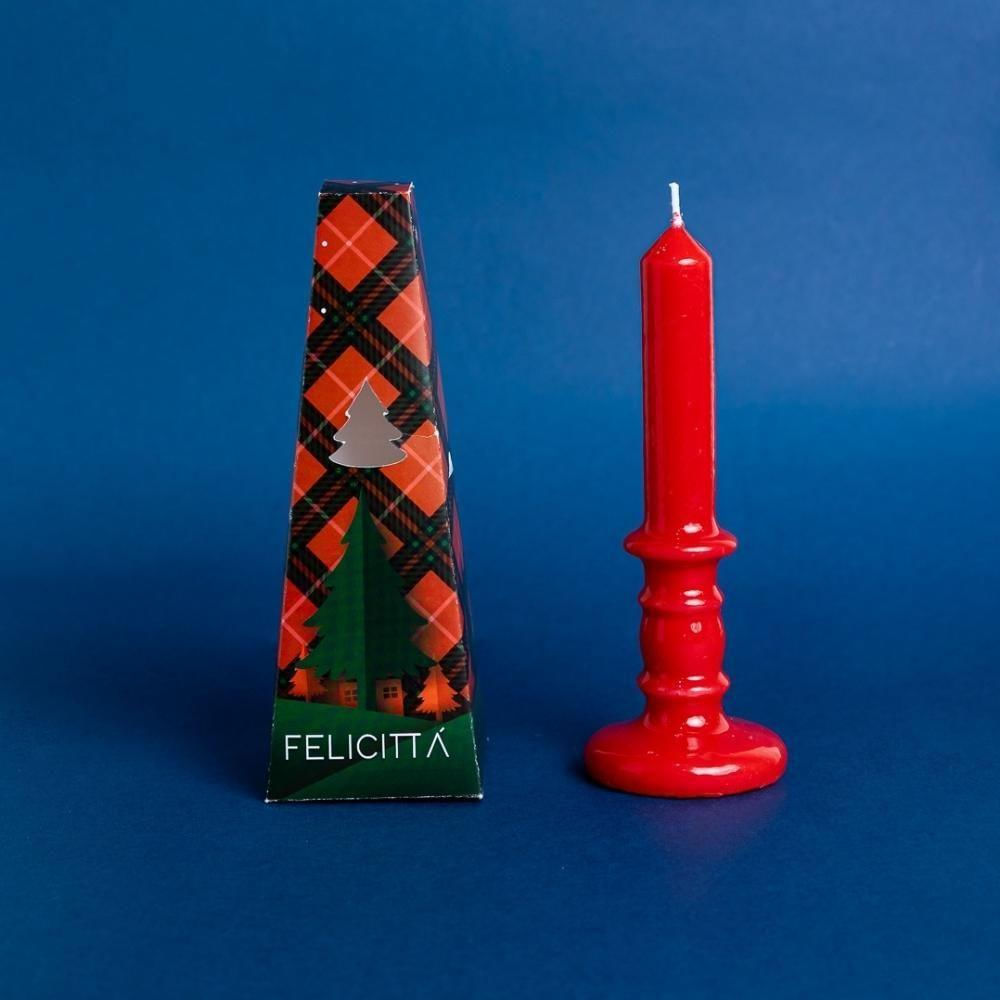 Unique Candles Velas Com Castiçal Colorida Média Natal Vermelho