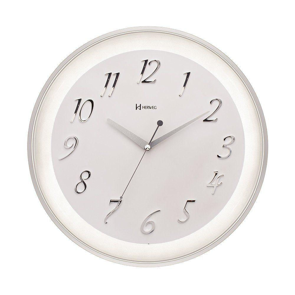 Relógio De Parede Prata Metálico Herweg 6832 único