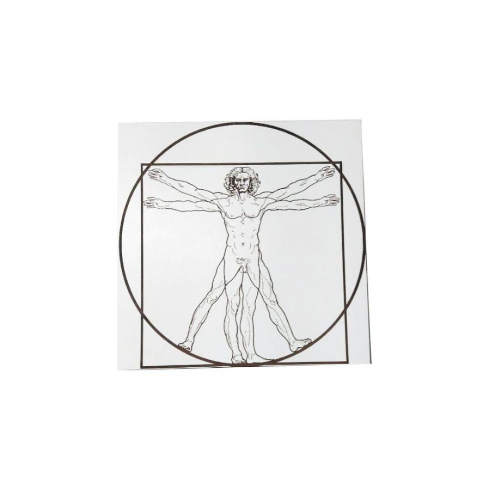Quadro Decorativo Homem Vitruviano Em Mdf Branco [f031]