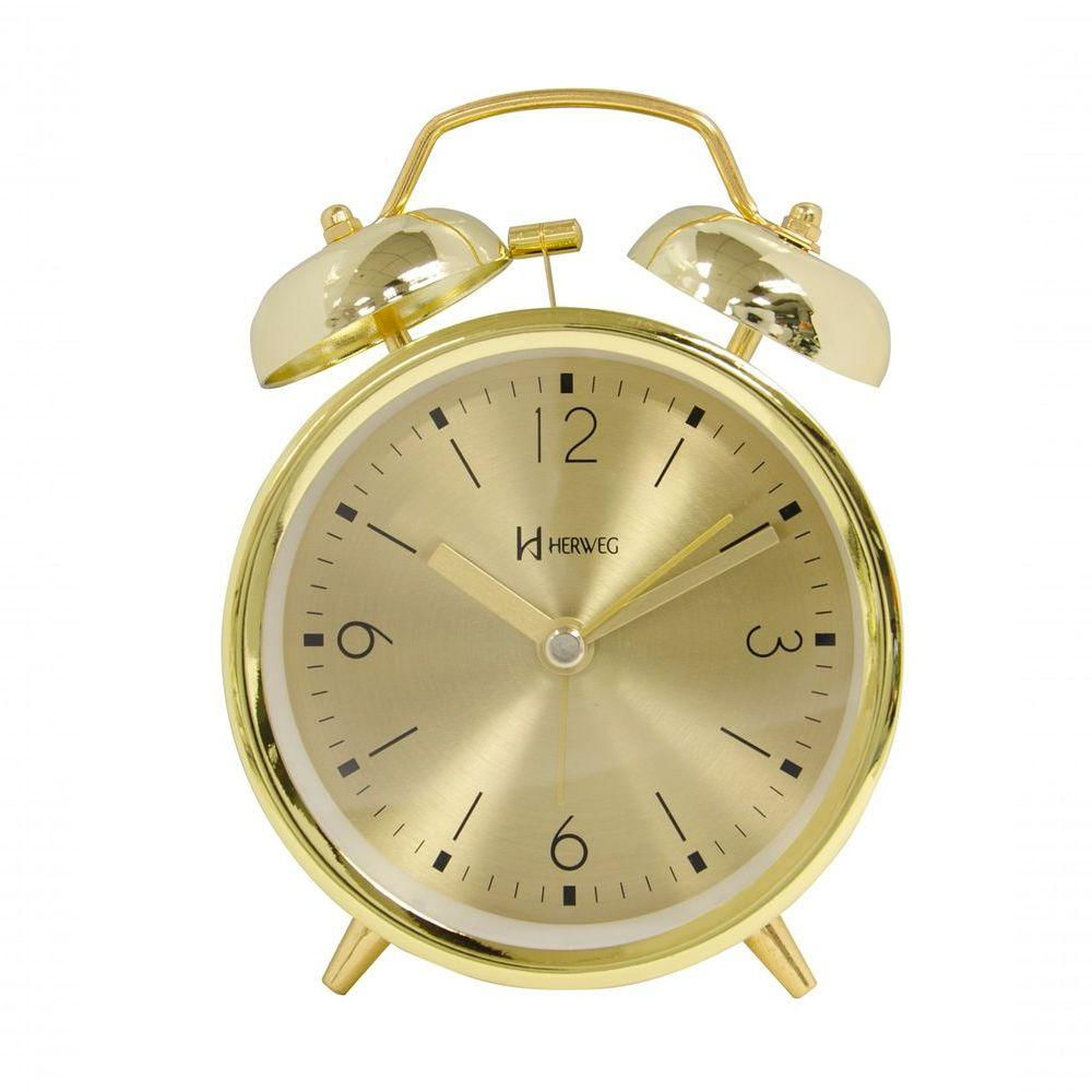 Relógio Despertador De Mesa Dourado Herweg 2720-029 Dourado
