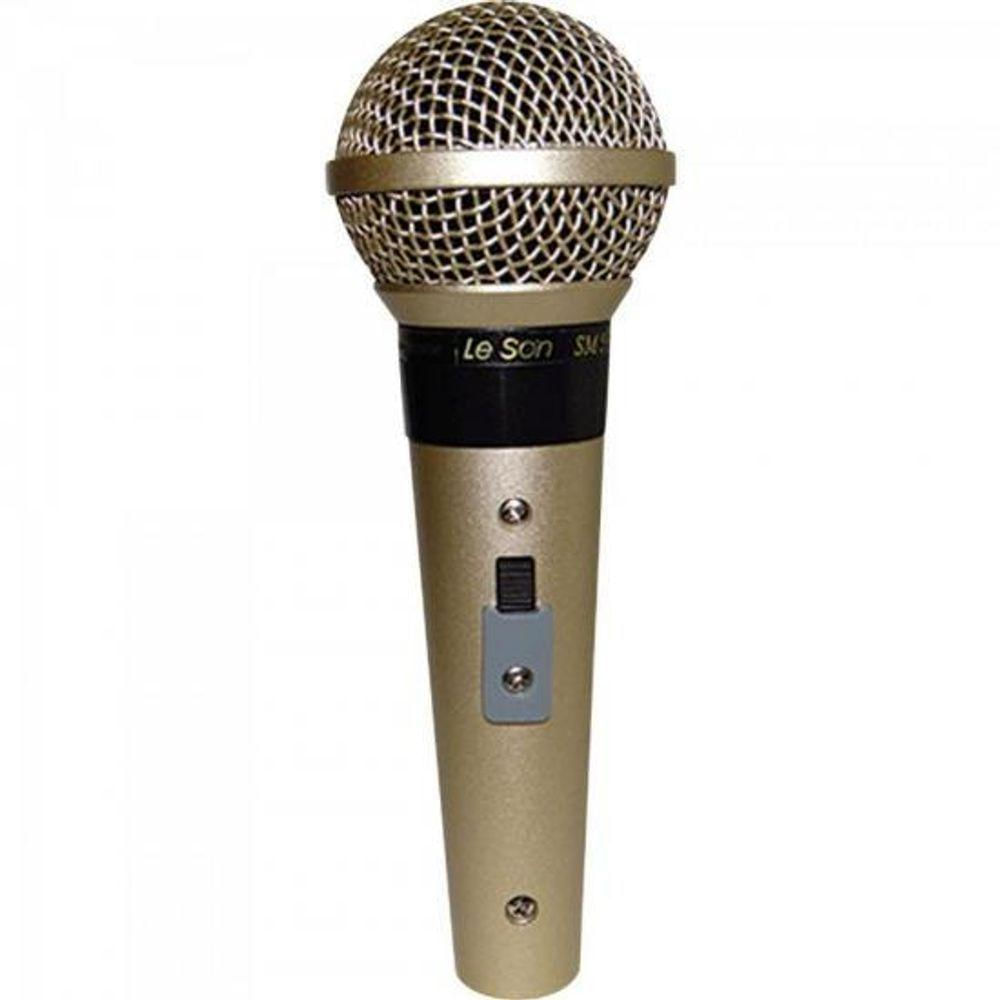 Microfone Profissional Leson Sm-58 P4 Cardióide Com Fio Champanhe [f002]