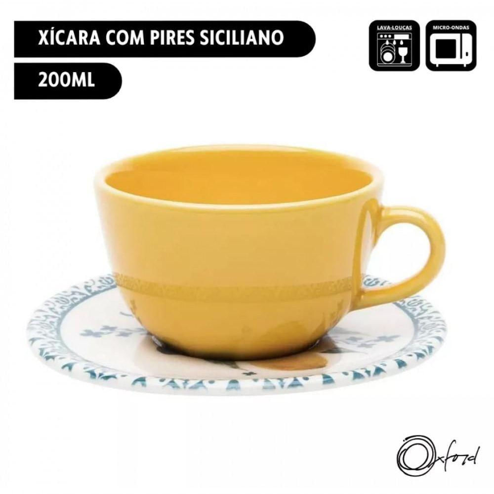 Xicara De Cha Com Pires 200 Ml Siciliano - Oxford Porcelanas