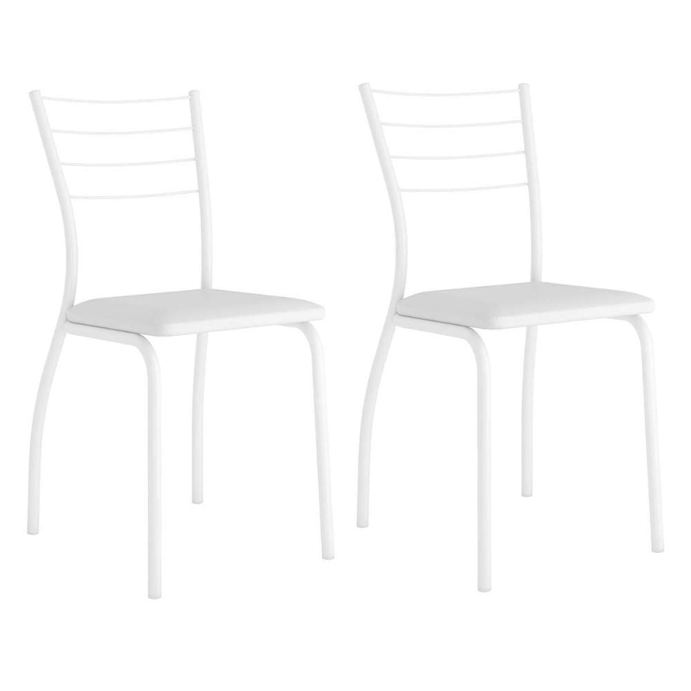 Kit 2 Cadeiras Sala De Jantar Pés Metal E Assento 84,5cm Br Cor:branco Branco