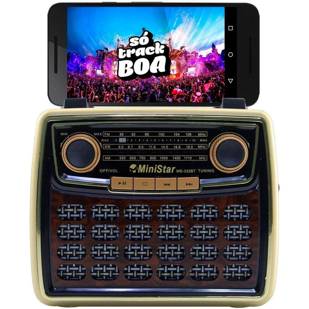 Caixa De Som Bluetooth Usb Sd Rádio Fm Dourado Ms332bt