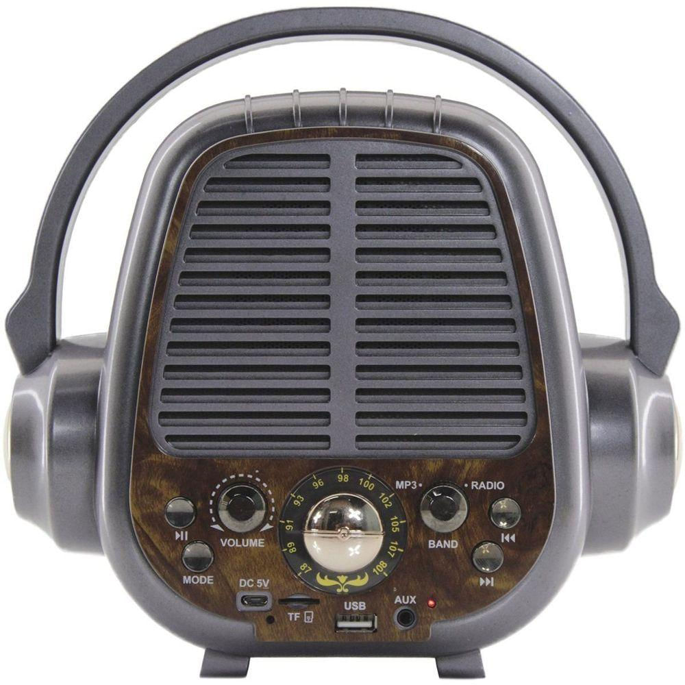 Caixa De Som Bluetooth Usb Sd Rádio Fm Marrom Cnn100bt