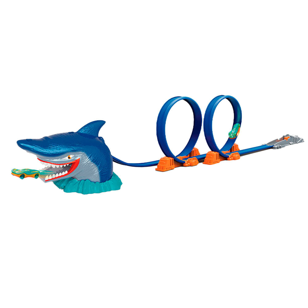 Brinquedo Super pista corrida Toyng com 2 Loopings Tubarão Race