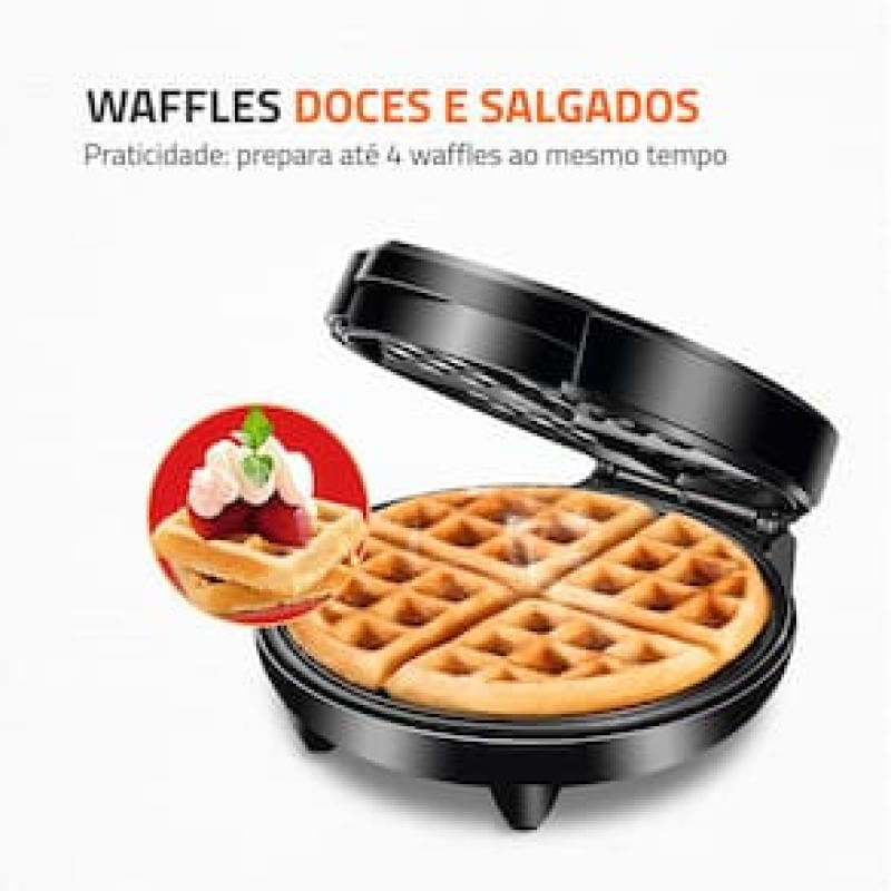 Máquina de Waffle Mondial Waffle Maker GW 01 - Preta Preto