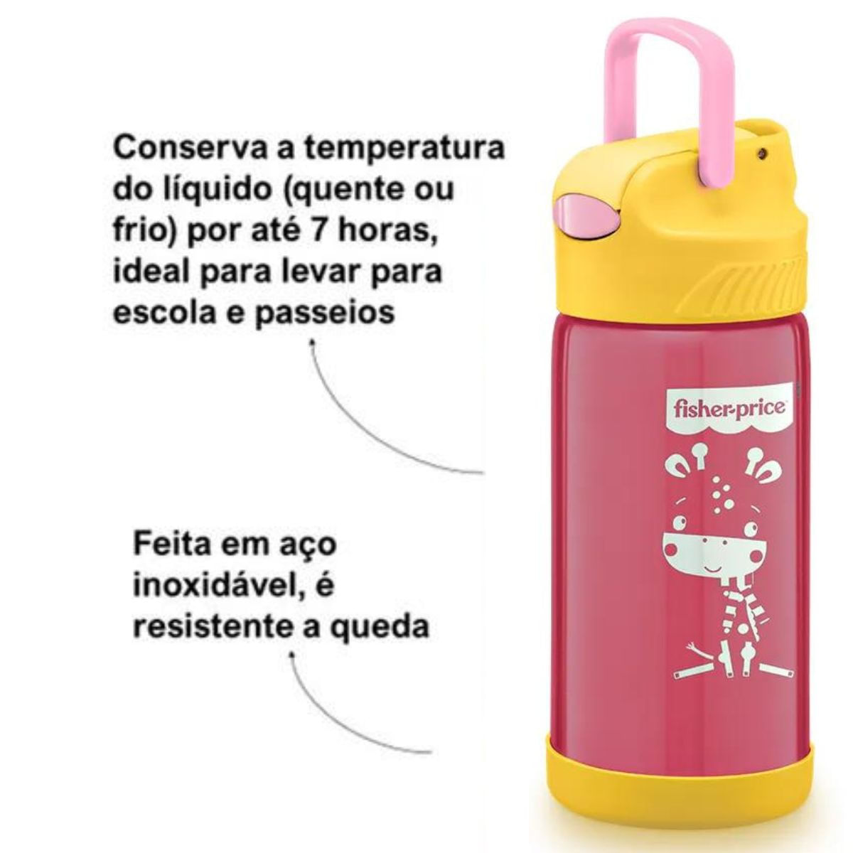 COPO TÉRMICO AÇO INOX HOT & COLD 400ML - ROSA - FISHER PRICE