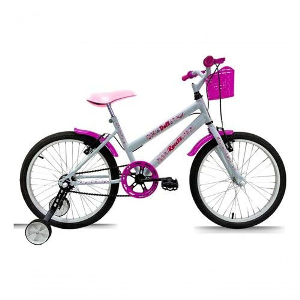 Bicicleta Infantil Aro 20 Feminina Doll + Rodinha Lateral Branco
